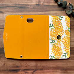 キンモクセイの三つ折り手帳型スマホケース（濃橙） 全機種対応 スマホケース iphone Android 金木犀 4枚目の画像