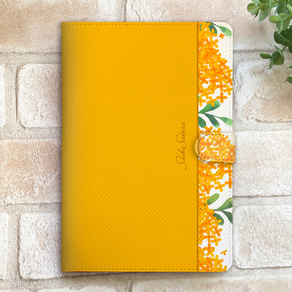 キンモクセイのiPadケース（薄橙）金木犀 花 ipadケース タブレットケース 1枚目の画像