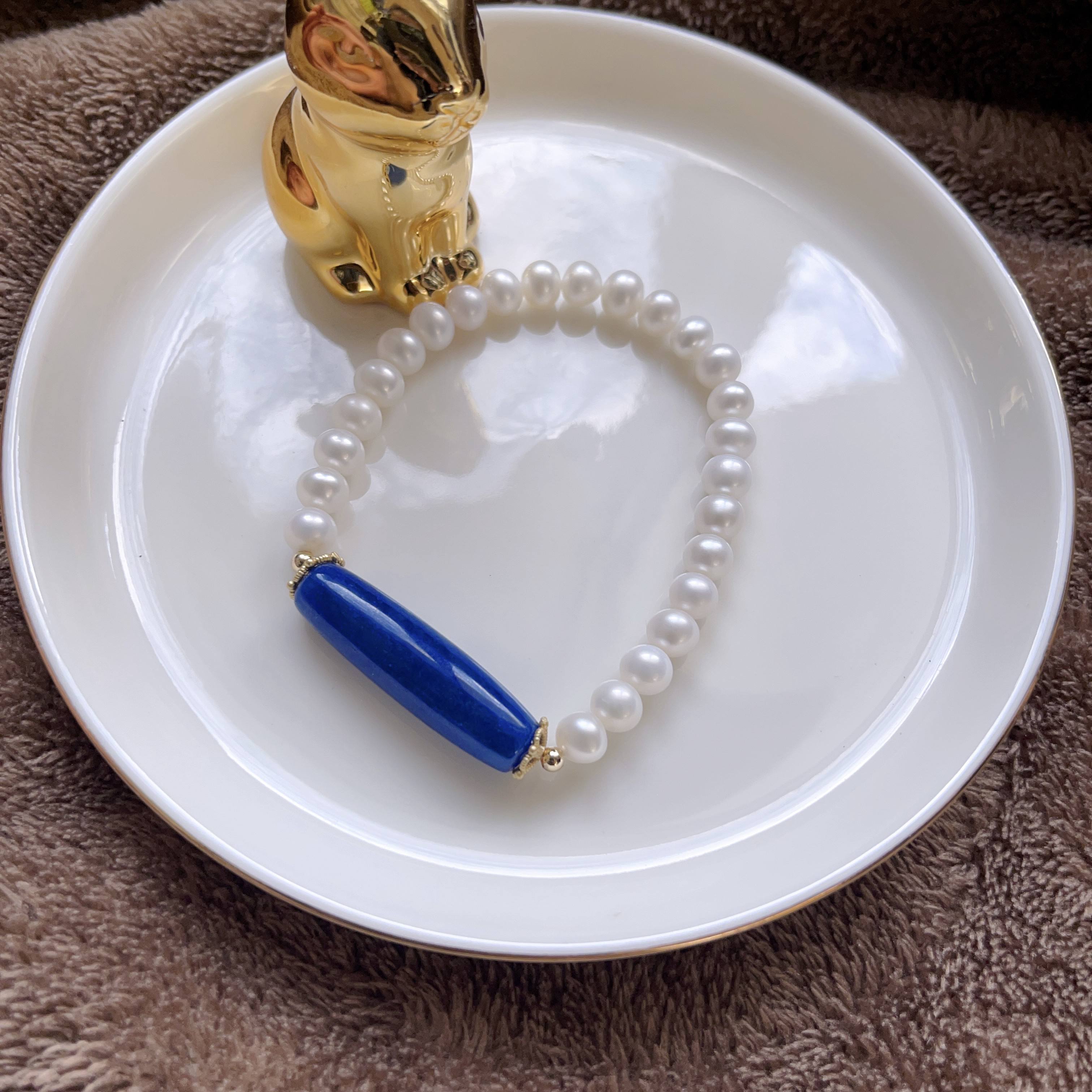 天然無処理　スギライト  ブルー　樽型デザイン　ブレスレット 36,000円