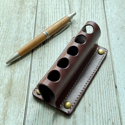 レザー ペンスタンド ヴィンテージブラウン ペン・筆記用具 LAKIMAKANA