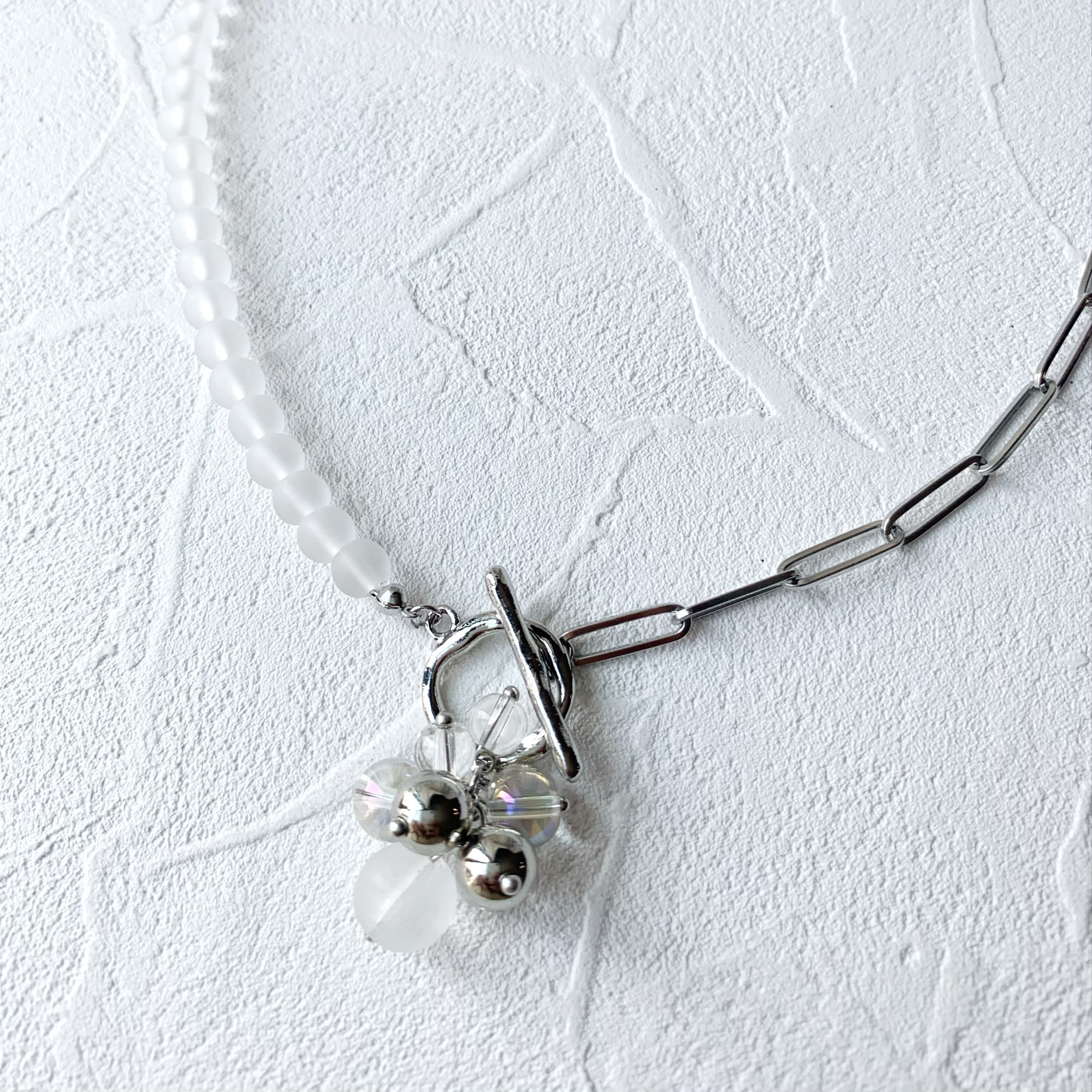 glass pearl chain necklace
