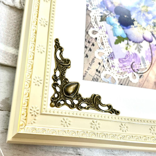 美品　押し花アート額 レトロ感満載の貴婦人とコラージュ押し花アート額 その他アート