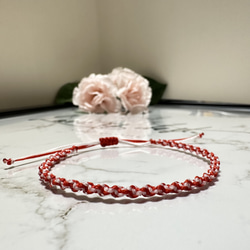 ミサンガ ブレスレット 赤×白 ねじり結び ブレスレット アカネ 通販