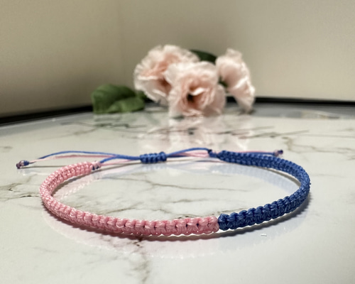 ミサンガ ブレスレット ピンク×ブルー ブレスレット アカネ 通販
