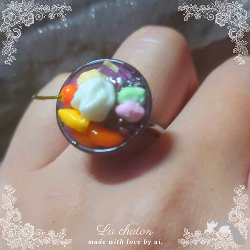 あんみつ リング 食品サンプル 和菓子 和食 らしゃとん ミニチュア