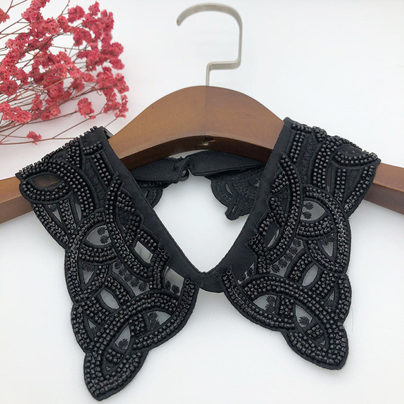 つけ襟　ビーズ✳︎レース 楽天市場】付け襟《ビーズ刺繍シアー付け襟 全1色 3タイプ