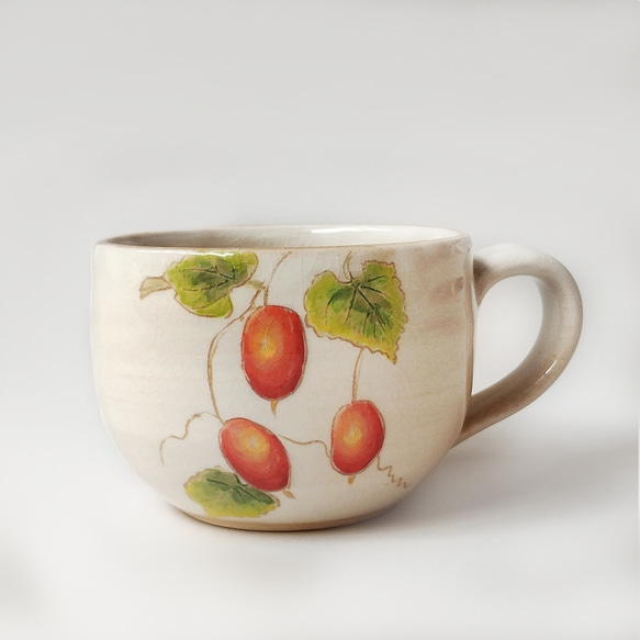 【陶器】烏瓜のコーヒーカップ 2枚目の画像