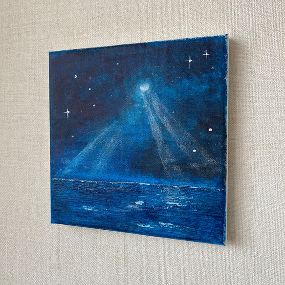 満月からの天使の梯子 テクスチャーアート 絵画 yuko_flor_art