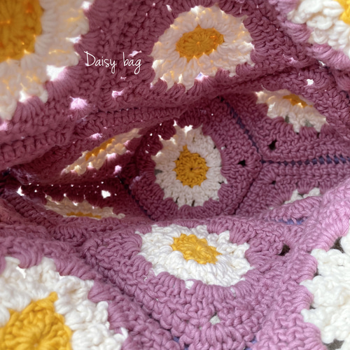 デイジーモチーフの花柄グラニースクエアバッグ/1点もの トート
