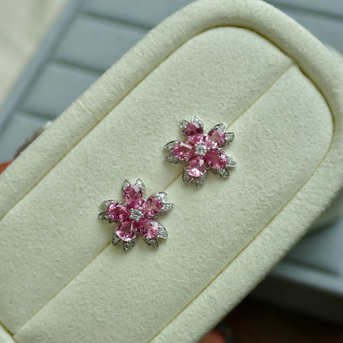 高級】タヒチ黒蝶真珠&ピンクサファイア2wayピアスk18 ピアス  