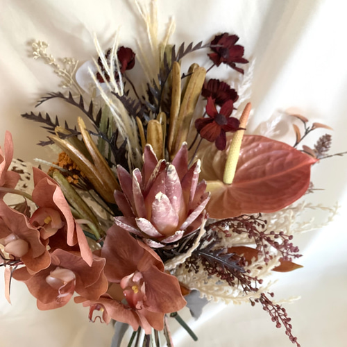 胡蝶蘭♡ドライタッチウェディングブーケ＆ブートニア【アーティ