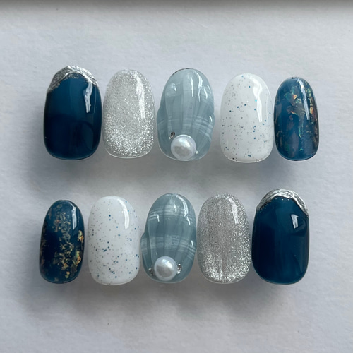 ブルーシェル夏デザインネイルチップ ネイルチップ（つけ爪） SANHA  