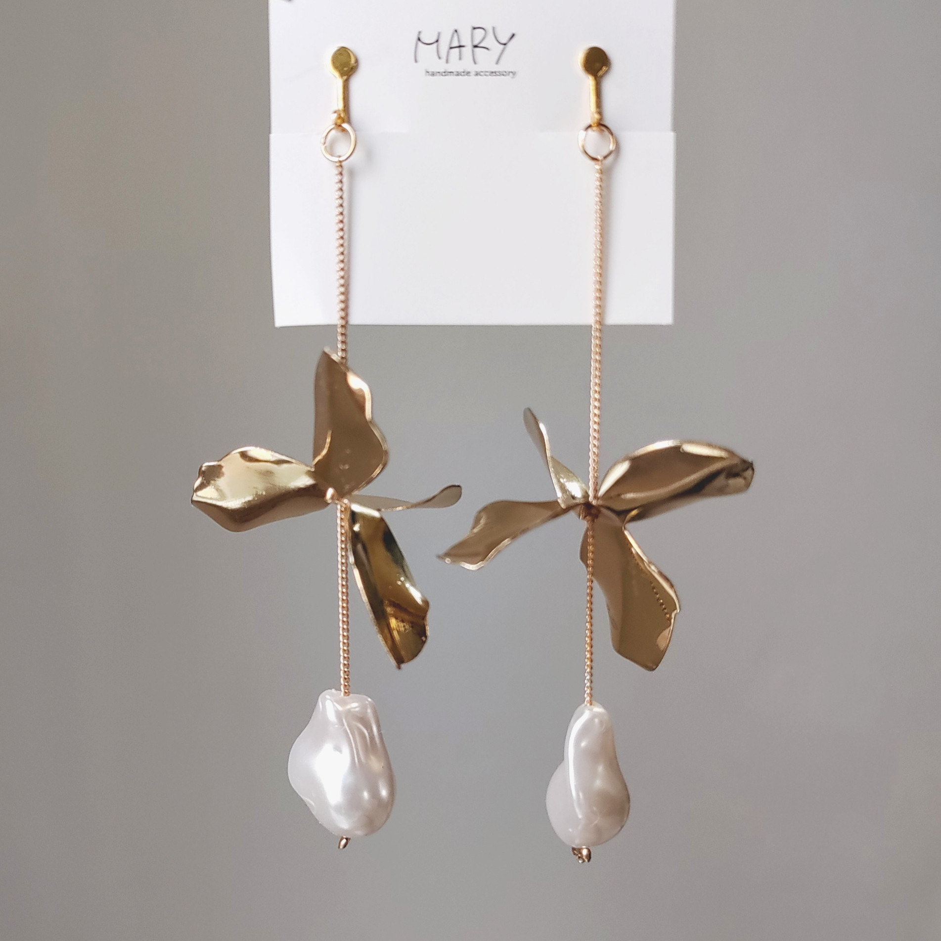 lily flower リリーフラワー/ ブライダル アクセサリー  結婚式 ピアス イヤリング ゴールドバロックパール