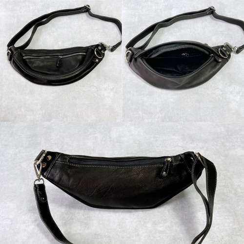 け*ん様 ハンドメイド　ボディバッグ　本革　クリーマー　特大　ブラウン　新品　1 全2色】本革 (牛革)ボディーバッグ たっぷりサイズ メンズバッグ