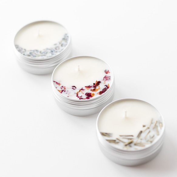 花やかなキャンドル缶 3つセット アロマキャンドル 真正ラベンダー