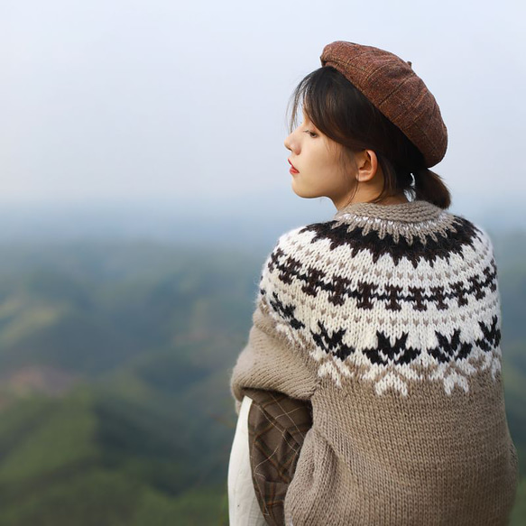 手編み  セーター creema 限定  復古文芸のスタイル 贈り  冬の保温   850g      受付生産 2枚目の画像