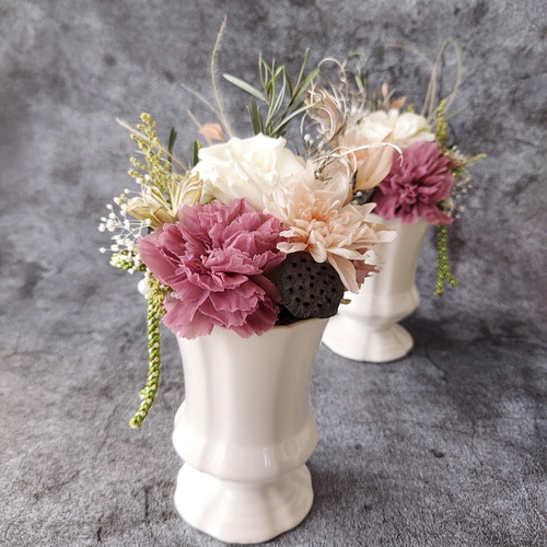 仏花プリザーブドフラワーアレンジメント2個セット プリザーブドフラワー仏花アレンジメント 一対(2点で1セット