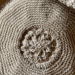 Creema限定 夏バッグ細編みお花の丸型　大きなカゴバッグ 4枚目の画像