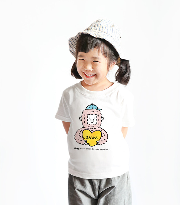 名入れ　名前入り　子供服　キッズT Tシャツ（優しいゴリラくん） 2枚目の画像