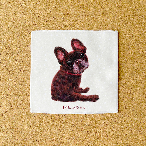 フレンチブルドッグ／黒／ブリンドル】ハンカチタオルラッピング対応  