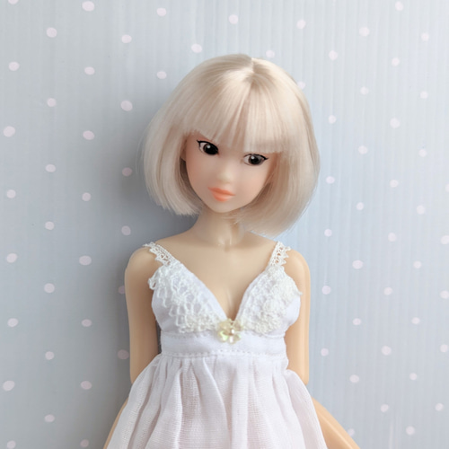 936【momokoDOLL アウトフィット】白のガーゼのキャミワンピース 