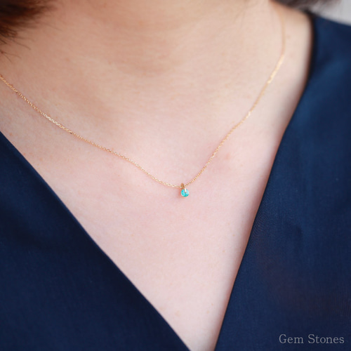 プチネックレス】パライバプチネックレス 一粒石 プラチナ 18金