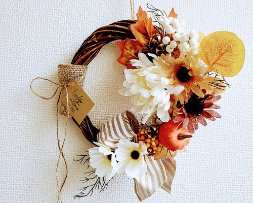 2023年秋FLOWERリース④ アーティフィシャルフラワー 玄関リース