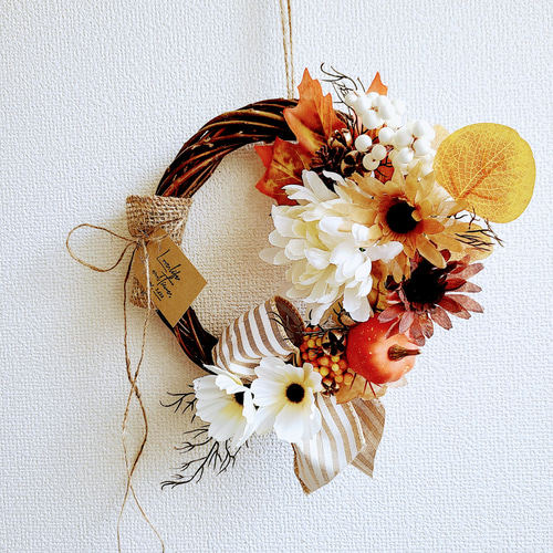 【専用】フラワーリース 4点 早秋11.12.13.14 玄関リース 造花 2023年秋FLOWERリース④ アーティフィシャルフラワー 玄関リース