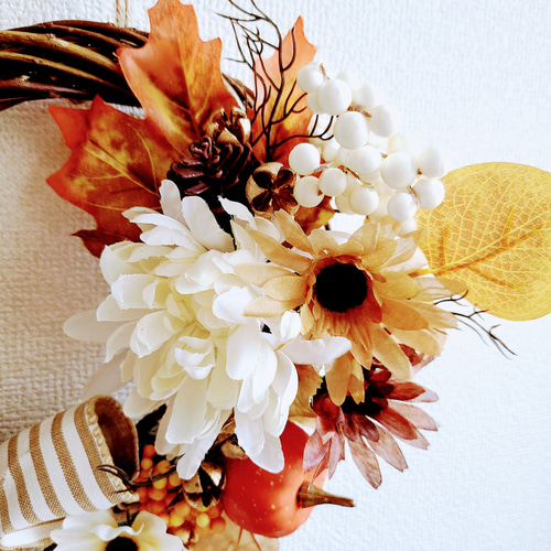 2023年秋FLOWERリース④ アーティフィシャルフラワー 玄関リース