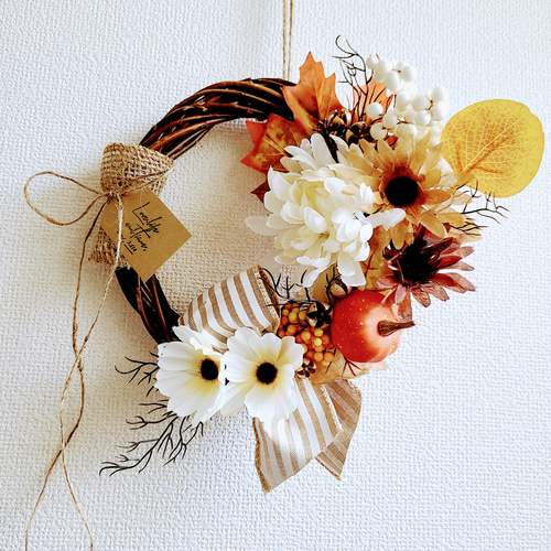 2023年秋FLOWERリース④ アーティフィシャルフラワー 玄関リース
