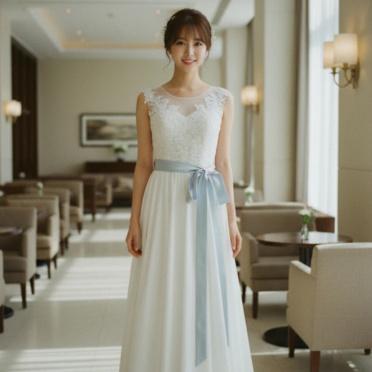 ウェディングドレス　前撮り　9号 ウェディングドレス 花嫁スレンダーライン シフォン 花嫁 前撮り