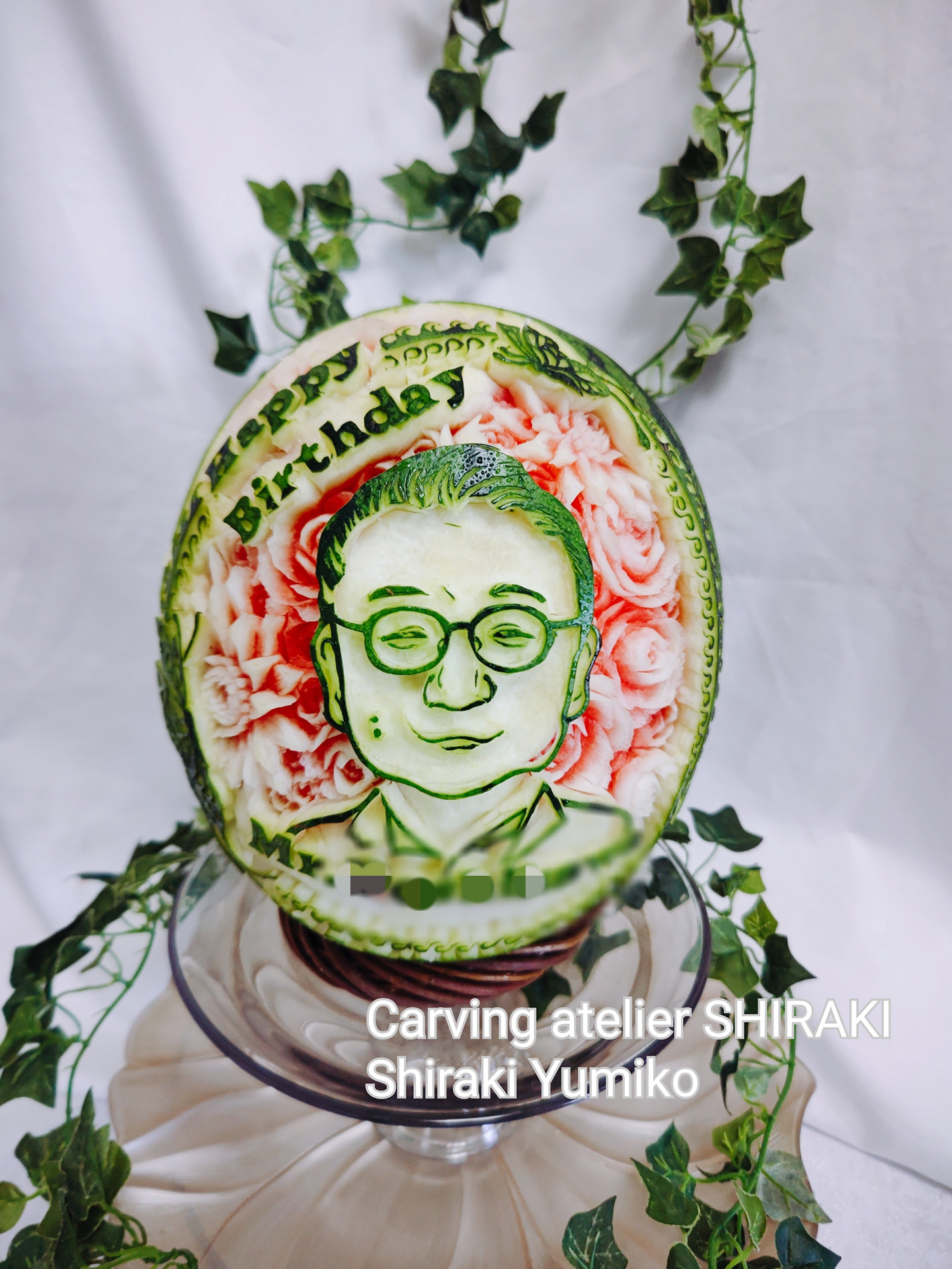 フルーツカービング  プレゼント  似顔絵  スイカ  父の日  母の日  ウエディング