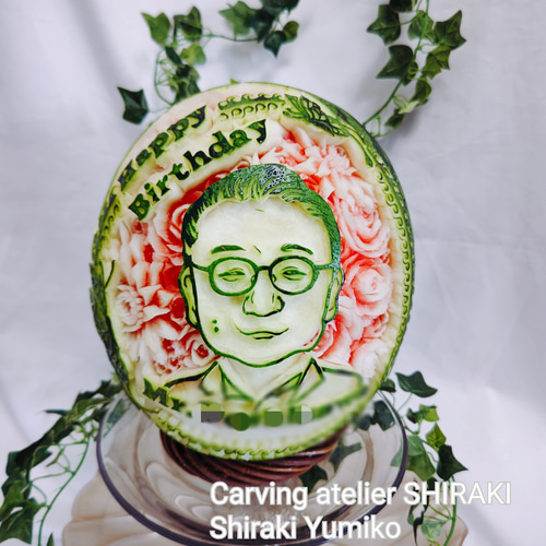 フルーツカービング プレゼント 似顔絵 スイカ 父の日 母の日 