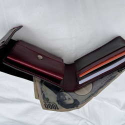 二つ折り財布　本格レザー　手縫い　オイルフィニッシュ 5枚目の画像