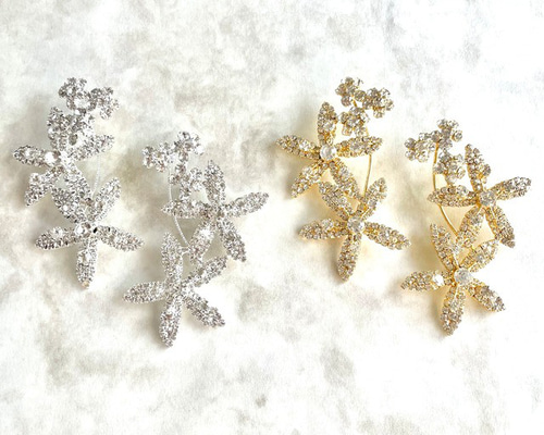 pepe フラワー大ぶりウェディングピアス/ 大人花嫁 イヤリングに加工