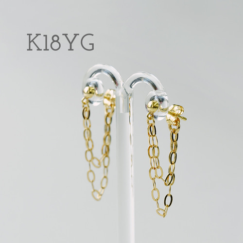 K18 ピアス チェーン 18金 フープピアス 揺れる チェーンピアス K18 ピアス チェーン 18金 フープピアス 揺れる チェーンピアス