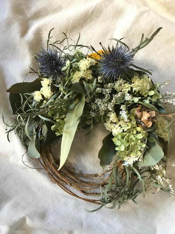 夏色ハーフリース ドライフラワー リース tsubura.handmade 通販  