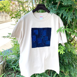 2021 size M 襤褸　リメイク　tシャツ 藍染め　藍染　古布　パッチワーク　ヴィンテージ　オリジナル