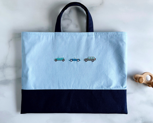 完成品】 刺繍 レッスンバッグ 女の子 入園 入学 水色 ブルー
