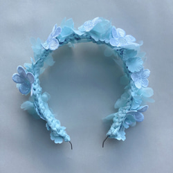 藍色系 立體 花型  頭箍【啞光 磨毛 編織】 第5張的照片