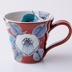 古染柘榴文様 一閑人彫マグカップ（赤）【陶祥窯・有田焼】 マグカップ