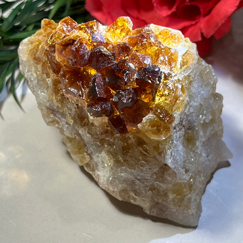 シトリンオンシトリン໒꒱ ̖́- シトリンクォーツ 原石 クラスター