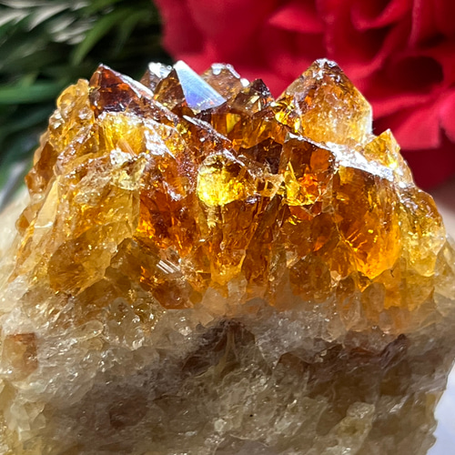 天然石　シトリン　原石　クラスター母岩付き 希少・トップクォリティ]ナチュラルシトリンカテドラル