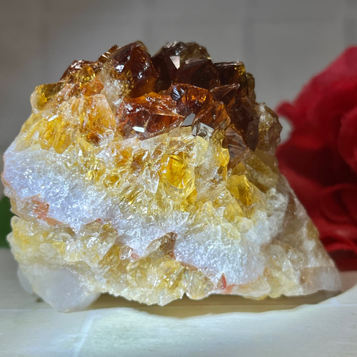 シトリンオンシトリン໒꒱ ̖́- シトリンクォーツ 原石 クラスター