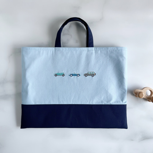 3点セット】サイズ選択可・車の刺繍・レッスンバッグ・上履き袋 3点セット】サイズ選択可・車の刺繍・レッスンバッグ・上履き袋