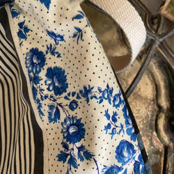 ＊大人可愛いブルー系アンティークリネンのパッチ3way巾着トート♪レース&ティッキング&フレンチファブリック&トワル 4枚目の画像