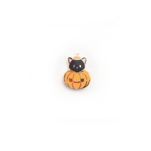 ハロウィンパッチンピン☆たてねこ 黒猫 ネコ おばけ ピンバッジ バッジ 約2cm 新品 ブラック