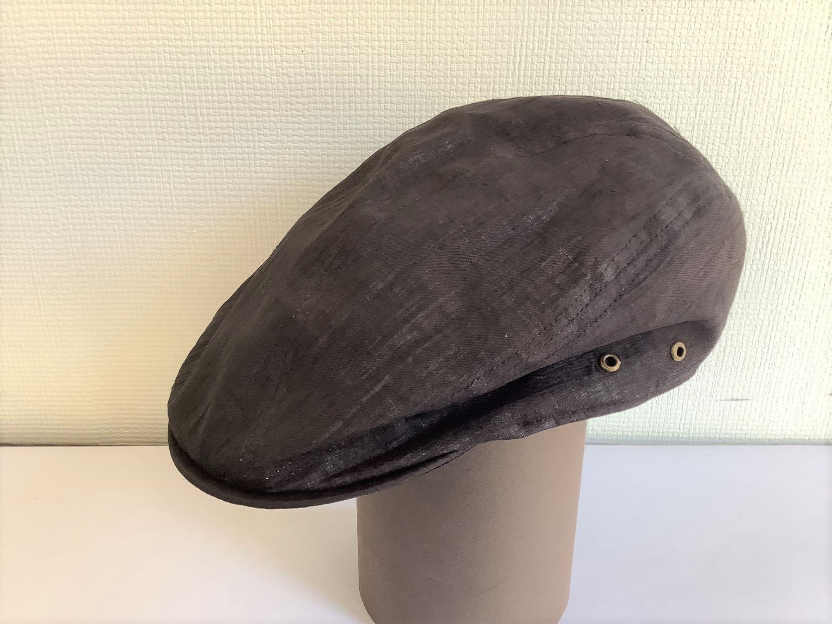 伝統織物の最高峰越後上布のハンチング（Ｍサイズ／５７㎝）　黒色　C7