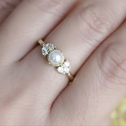 貝珠　✨花びらリング　金メッキ　サイズ調整可 4枚目の画像