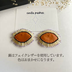 mini sik tsukema～目玉のビーズ刺繍ピアス･イヤリング(青パール)ミニサイズ 7枚目の画像